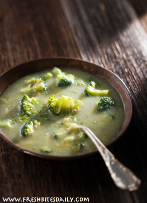 Cream of Broccoli Soup with Cheese from FreshBitesDaily.com