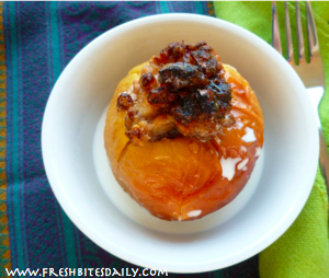 Baked Apple with Dates and Walnuts at FreshBitesDaily.com