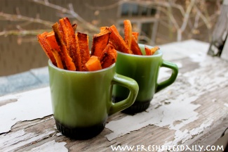Roast your sweet potatoes up like French fries, French fries with beta carotene, clearly a health food...