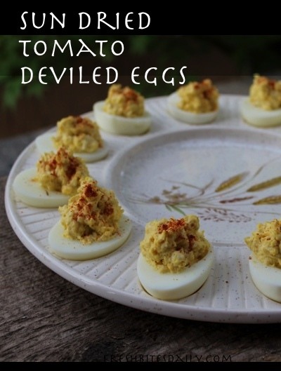 These deviled eggs capture the flavor of flavor of summer, tomatoes, peppers, heaven...