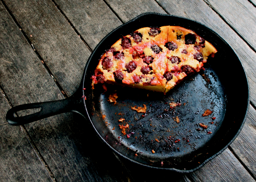 A clafouti with blackberries though you will want to experiment with ...
