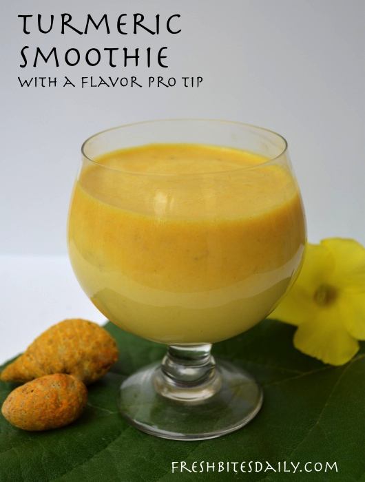 A turmeric smoothie with a flavor-enhancing pro tip ;)