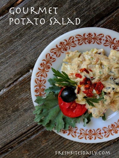 Gourmet potato salad with sun-dried tomatoes, a memorable side dish